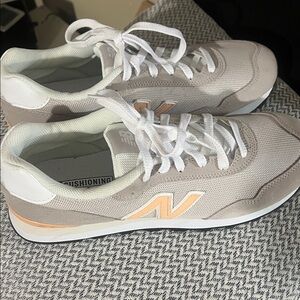 New Balance Beige and White Running Shoes